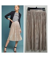 Sabina Musáyev x Anthro Cassia Shine Midi Skirt Size 4 Golden Metallic C... - $928.98 MXN