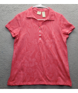 Caribbean Joe Polo Shirt Womens Medium Pink Floral Short Sleeve Collared... - $29.32 CAD