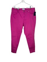 Crown &amp; Ivy Women Jeans Plus Size Skinny  Mid-Rise Stretch Denim Hot Pink 14 NWT - $20.97