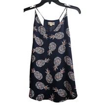 LOFT Navy Pineapple Print Cami Top Tropical Summer Sleeveless Blouse XS - $19.79