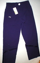 NWT Womens L Under Armour Purple Pants Running New All Seaon Gear Legs Zip  - $88.11