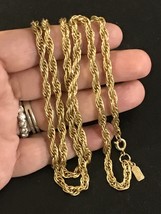 Rare Ann Taylor Long Gold Tone Pave Twisted Rope Awe Chain Necklace 30” - $50.01