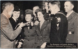 1945 Tom Breneman Radio Host &amp; Guests At A Servicemen&#39;s Party Breakfast Postcard - £5.64 GBP