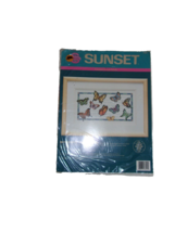 Sunset Counted Cross Stitch Kit Butterfly Collection 14&quot; X 8&quot; 1992 - £6.92 GBP