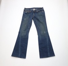 Vintage True Religion Womens 31 Thick Stitch Joey Flared Wide Leg Jeans Blue USA - $118.75