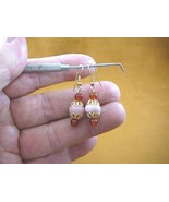 (EE402-5) Pink Peru opal Orange carnelian 10 &amp; 6 mm beaded gold dangle e... - $14.99