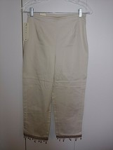 St. John&#39;s Bay Ladies Tan Stretch Cropped PANTS-8-NWT-$28-COTTON/SPANDEX-CUTE - £7.41 GBP