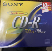 Sony CD R 80 Minute 10 Pack 700MB 1-48X - £20.26 GBP