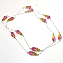 Multi Tourmaline Pear Shape Gemstone Fashion Ethnic Necklace Jewelry 36&quot; SA 7068 - £4.80 GBP