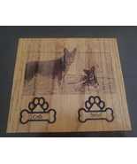 Custom engraved 7 1/2" X 7 7/8" wood photo with stand - £47.92 GBP