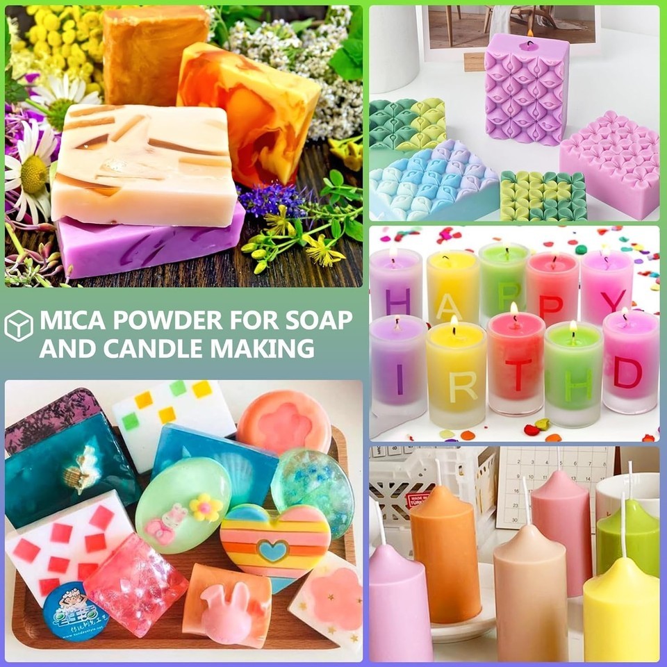 Natural Non-Toxic Mica Powder - 10g Bottles with 81 Color Variety for Crafts Item image 7