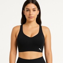 Puma Seamless Sports Bra Black Sz M Adjustable Straps Workout Gym - $14.84