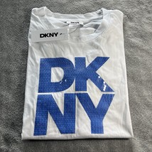 DKNY White Tee with Light Blue Sequins Logo - $30.14 CAD