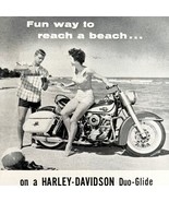 Harley Davidson Duo Glide Advertisement 1960 Motorcycle Tag The Beach LG... - $54.32 CAD