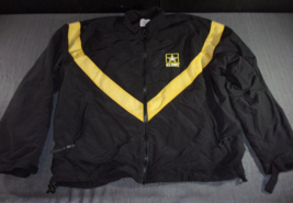 Us Army Apfu Physical Fitness Pt Gold Black Zip Jacket Windbreaker Medium Short - £34.95 GBP