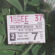 1977  BB KING TICKET STUB - UCLA Royce Theater - December 7, 1977 - $1,873.92 MXN