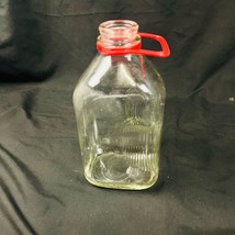 Vintage Half Gallon Clear Glass Milk Jug With Red Handle - $355.98 MXN