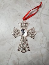 Lenox Christmas Ornament Cross Bejeweled Silver-Plated Holiday Gift  - £10.26 GBP
