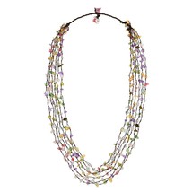 Gorgeous Layers of Colorful Quartz on Cotton Thread Multi-String Necklace - £18.27 GBP