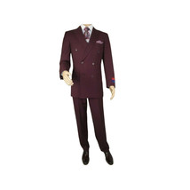 Men Apollo King Double Breasted Suit Classic Peak Lapel Pleated DM29 Burgundy - £116.02 GBP