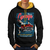Wellcoda Pin Up Car Garage Mens Contrast Hoodie, Any Casual Jumper - £30.95 GBP