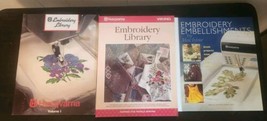 HUSQVARNA VIKING Embroidery Library Embellishments Book Lot Of 3 Books Sewing - £27.06 GBP