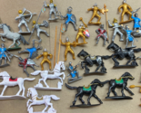 Medieval Knights Action Figures Plastic Lot of 35 PVC Action Multi Color - $31.43