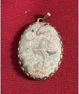 Vtg Agate &amp; Gold Tone Pendant J244 - $281.95 MXN