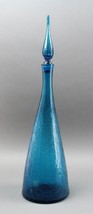 Blenko Winslow Anderson Blue Crackle Glass Decanter Bottle Mid Century M... - £540.35 GBP