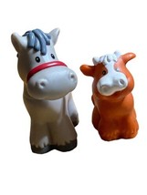 Fisher Price Little People Gray Spotted Horse &amp; Brown Cow Animal Figure - $9.90
