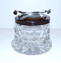 Lovely Rare Fostoria American Elegant Glass Sugar Cube Container With Tongs Epns - £207.46 GBP
