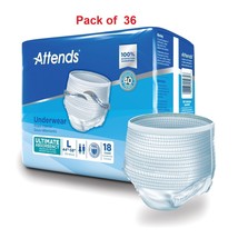 36 Ct. Attends Disposable Absorbent Underwear Pull On, Heavy Absorbency ... - $37.61