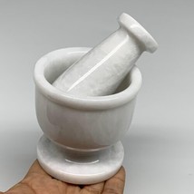1.34 lbs, 3&quot;x3&quot;, Natural Marble Crystal Pestle and Mortar Handmade, B32568 - £58.32 GBP