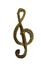 Vintage Gold Tone Musical Note Ladies Brooch  vtd - £7.75 GBP