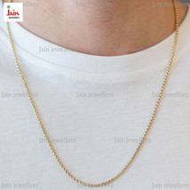 REAL GOLD 18 Kt, 22 Kt Yellow Gold Rolo Cable Men&#39;s Necklace Chain 22 In... - £1,430.69 GBP+