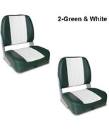 2 Low Back Boat Seats Green &amp; White UV Treated Marine Grade Vinyl Uphols... - €119,51 EUR