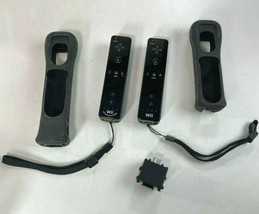 Lot Of 2 Genuine Nintendo Wii Remote Wiimotes Controllers w/ Motion Plus Adapter - £38.75 GBP