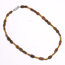 Natural Unakite Peridot Carnelian Gemstone Mix Shape Beads Necklace 17&quot; UB-6804 - £8.69 GBP