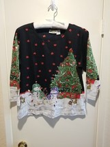 Collections Etc. Knit Top Shirt   Size M Christmas Tree Winter Snowman P... - $14.80