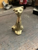 Vintage Brass Siamese Cat Statue Korea With Eyelashes 3.5” Nice! - £11.93 GBP