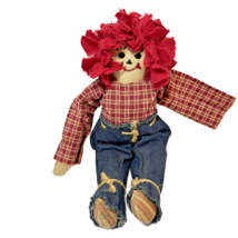 Vintage Handmade Plush Raggedy Andy Doll Stuffed Embroidered Face 8&quot; READ - £9.11 GBP
