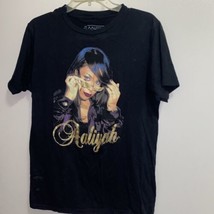 Women’s T Shirt Aaliyah M Medium Bust 36” Black Gold Glitter - £5.25 GBP