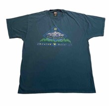 Vintage Yellowstone National Park T-shirt Teal Mountain Trees Mens XL Made in US - £12.14 GBP