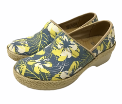 Dansko Shoes Clogs Womens 37 US Sz 6.5 7 Canvas Jute Hibiscus Tropical C... - $35.09