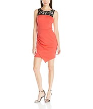 Sequin Hearts Juniors Laser-Cut Asymmetrical Dress Coral 3 - £15.10 GBP