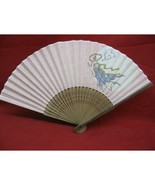Vintage Asian Sandlewood &amp; Fabric Painted Hand Fan - £15.65 GBP