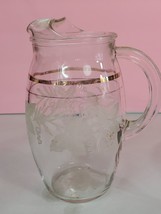 Vintage Bartlett Collins Etched Grapes And Vine Design Juice Pitcher - £10.51 GBP