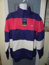CHAPS Striped Classic-Fit Quarter-Zip Fleece Pullover Size XXL Men&#39;s NEW - £26.03 GBP