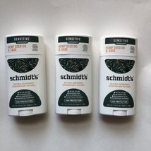 3X Schmidt&#39;s Sensitive 24H Protection Natural Deodorant w/Magnesium 2.65 OZ - £19.38 GBP