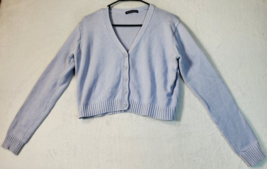 Brandy Melville Cardigan Sweater Women Size Medium Gray Knit V Neck Butt... - £15.61 GBP